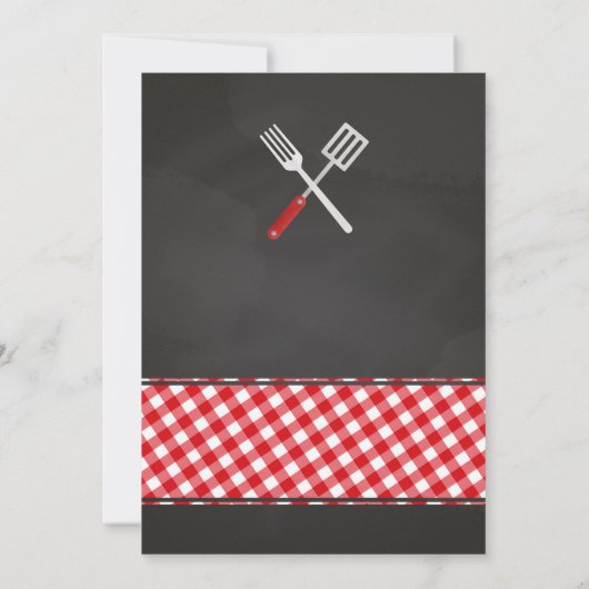 Red Gingham BBQ Baby shower Kaart (Achterkant)