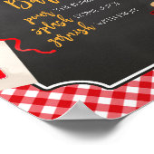Red Gingham BBQ Baby shower Moeder Osa Bar Poster (Hoek)