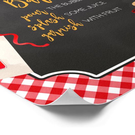 Red Gingham BBQ Baby shower Moeder Osa Bar Poster (Hoek)