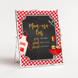 Red Gingham BBQ Baby shower Moeder Osa Bar Poster