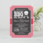Red Gingham BBQ Baby shower uitnodiging (Staand voorkant)