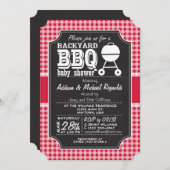 Red Gingham BBQ Baby shower uitnodiging (Voorkant / Achterkant)