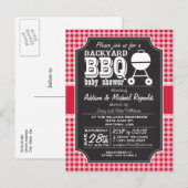 Red Gingham BBQ Baby shower uitnodiging (Voorkant / Achterkant)