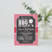 Red Gingham BBQ Baby shower uitnodiging (Staand voorkant)
