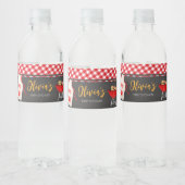 Red Gingham BBQ Baby shower Waterfles Etiket (Flessen)