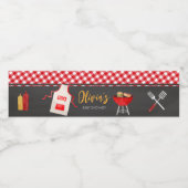 Red Gingham BBQ Baby shower Waterfles Etiket