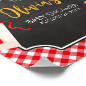 Red Gingham BBQ Baby shower Welkom Poster (Hoek)