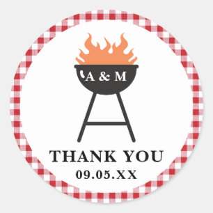 Red Gingham BBQ Favor Sticker
