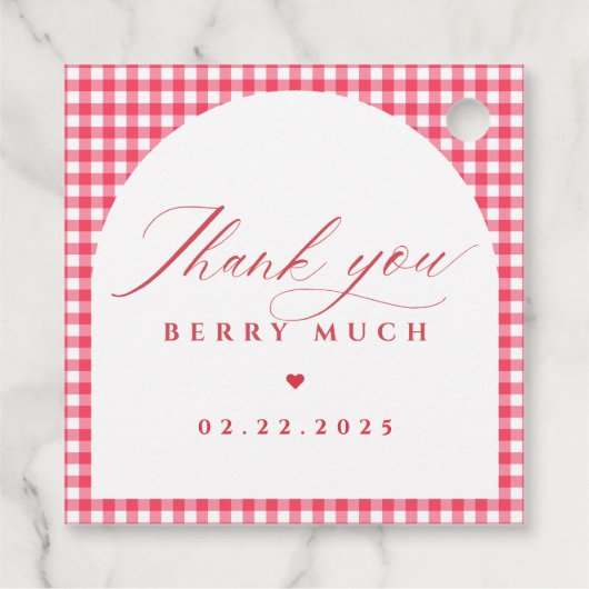 Red Gingham Berry eerste verjaardag Bedankjes Labels (Achterkant)