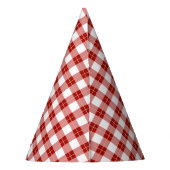 Red Gingham Birthday Paper Hats Feesthoedjes (Achterkant)