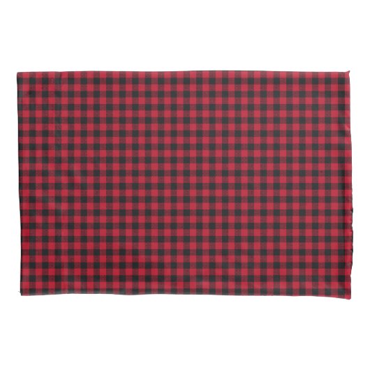 Red Gingham Black en White Check Pillow Hoesje Kussensloop (Voorkant)