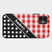 Red Gingham Black Polka Dot iPhone 5 Hoesje (Achterkant (horizontaal))