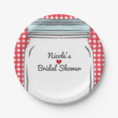 Red Gingham & Blue Mason Jar Rustiek Country Party Papieren Bordje (Voorkant)