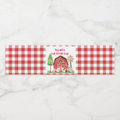 Red Gingham Boerderij First Birthday Drink Label Waterfles Etiket (Enkel label)