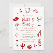 RED gingham Boots and Bubbly Cowgirl Bridal Shower Kaart (Voorkant)