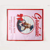 Red Gingham Bow Photo Graduation Backdrop Wandkleed (Voorkant (horizontaal))