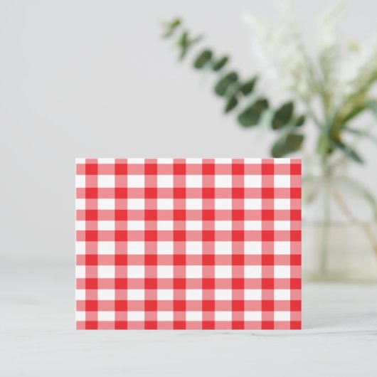 Red Gingham Briefkaart (Staand voorkant)