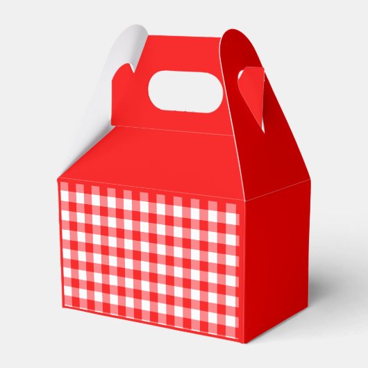 Red Gingham Buffalo Check Picnic Custom Favor Box Bedankdoosjes (Achterkant)