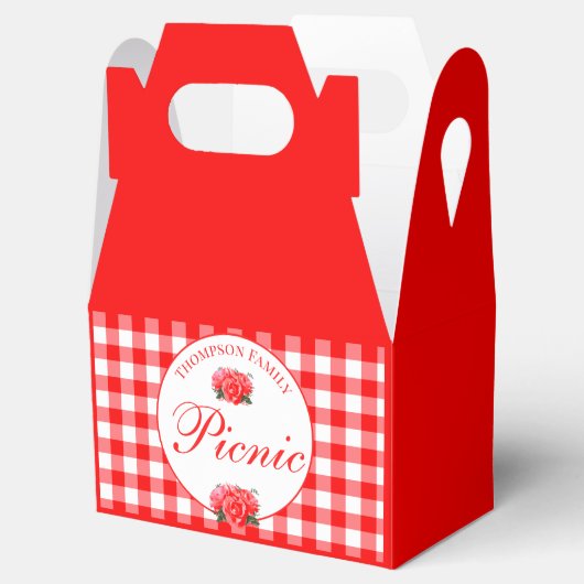 Red Gingham Buffalo Check Picnic Custom Favor Box Bedankdoosjes (Geopend)