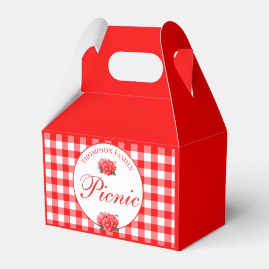 Red Gingham Buffalo Check Picnic Custom Favor Box Bedankdoosjes (Voorkant Zijde)