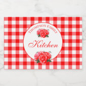 Red Gingham Buffalo Controleer  voedseletiket Voedselcontainer Etiket (Enkel label)