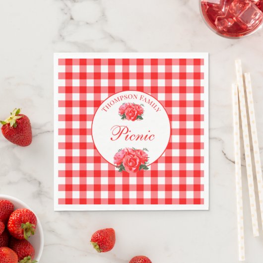 Red Gingham Buffalo controleert Picnic Paper Napki Servet (Insitu)