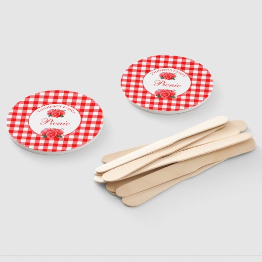 Red Gingham Buffalo Pset Summer Picnic Handwaaier (Niet-gemonteerd)