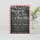 Red Gingham Burgers Bottles Baby shower Invitation Kaart (Staand voorkant)