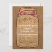 Red Gingham & Burlap Mason Jar bruiloft Kaart (Achterkant)
