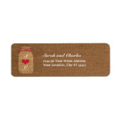 Red Gingham & Burlap Mason Jar Retouradres Etiket (Voorkant)