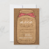 Red Gingham & Burlap Mason Jar RSVP (Voorkant)