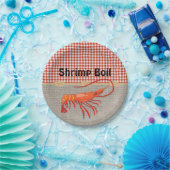 Red Gingham Burlap Rope Shrimp Boil Party Papieren Bordje (Feest)