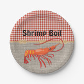 Red Gingham Burlap Rope Shrimp Boil Party Papieren Bordje (Voorkant)