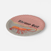 Red Gingham Burlap Rope Shrimp Boil Party Papieren Bordje (Gekanteld)