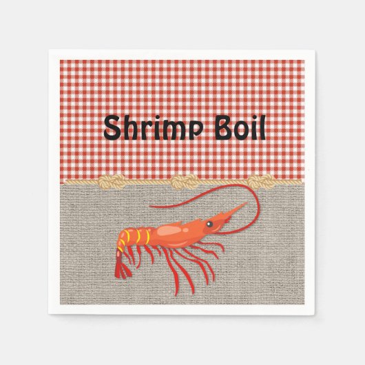 Red Gingham Burlap Rope Shrimp Boil Servet (Voorkant)