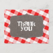 Red Gingham Canvas Dank je Briefkaarten (Voorkant)