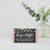 Red Gingham Chalkboard Baby shower Luier Raffle Informatiekaartje (Staand voorkant)