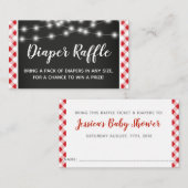 Red Gingham Chalkboard Baby shower Luier Raffle Informatiekaartje (Voorkant / Achterkant)