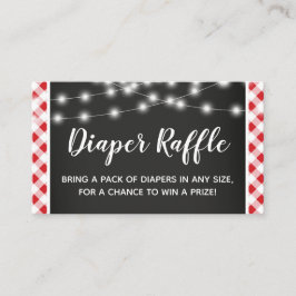 Red Gingham Chalkboard Baby shower Luier Raffle Informatiekaartje