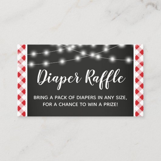 Red Gingham Chalkboard Baby shower Luier Raffle Informatiekaartje (Voorkant)