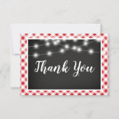 Red Gingham Chalkboard Lights Douche Dank u Bedankkaart (Voorkant)