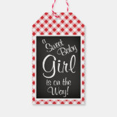 Red Gingham Check Baby shower Dank u Cadeau Label Cadeaulabel (Achterkant)