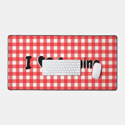 Red Gingham Check I Heart Canning Jar Cooling Mat (Keyboard & Muis)