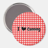 Red Gingham Check I Heart Canning Keuken Magneet (Voorkant / Achterkant)