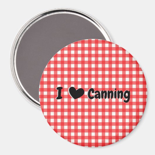 Red Gingham Check I Heart Canning Keuken Magneet (Voorkant / Achterkant)