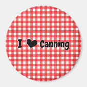 Red Gingham Check I Heart Canning Keuken Magneet (Voorkant)