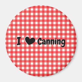 Red Gingham Check I Heart Canning Keuken Magneet