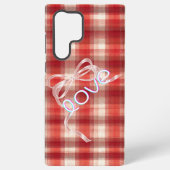 Red Gingham Check Love Ribbon Phone Case Samsung Galaxy Hoesje (Achterkant)