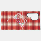 Red Gingham Check Love Ribbon Phone Case Samsung Galaxy Hoesje (Achterkant horizontaal)