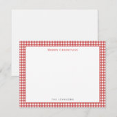 Red gingham Check Merry Christmas Note Card Bedankkaart (Voorkant / Achterkant)